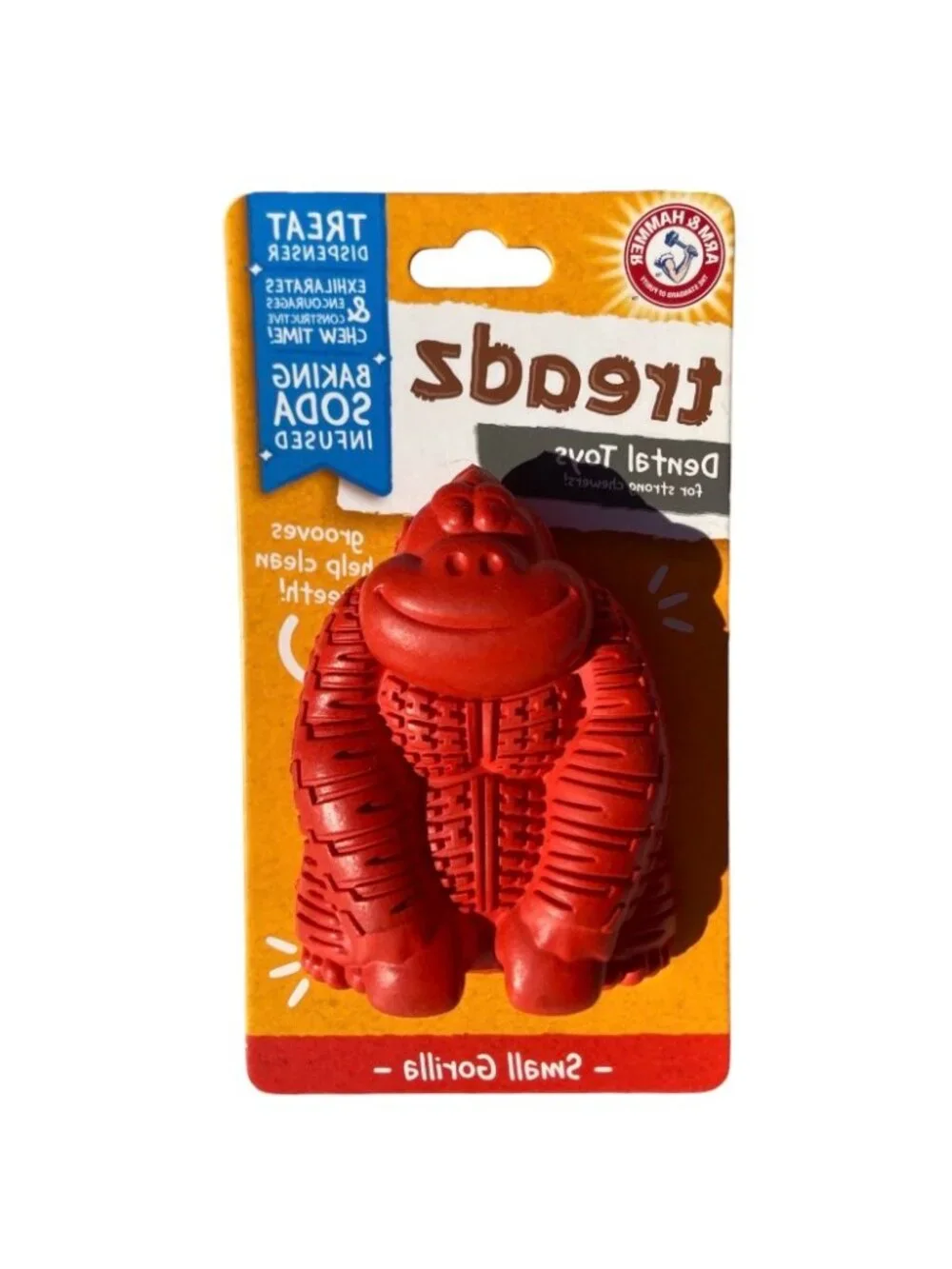 Arm & Hammer Treadz Small Gorilla Dental Chew Toy for Dogs - Baking Soda Infused